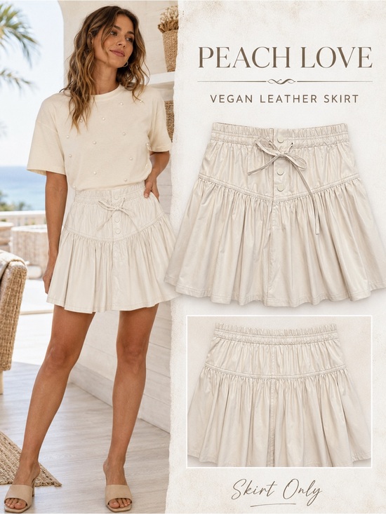 Peach Love California Dresses & Skirts - Peach Love California Vegan Leather Skirt - Cream